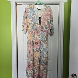 Charlies Pastel Floral Maxi Dress - Cream, Pink, Blue, Peach